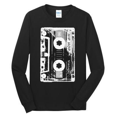 Vintage Cassette Tape Hip Hop Music 80s 90s Retro Distressed Tall Long Sleeve T-Shirt