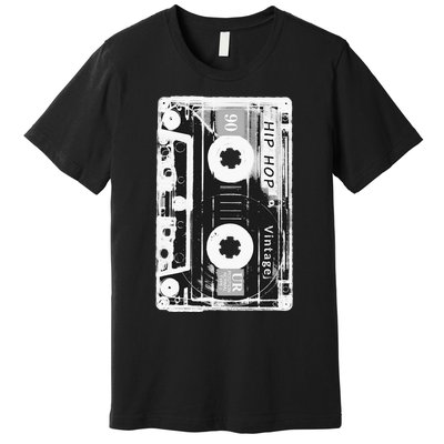 Vintage Cassette Tape Hip Hop Music 80s 90s Retro Distressed Premium T-Shirt