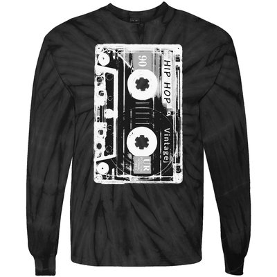 Vintage Cassette Tape Hip Hop Music 80s 90s Retro Distressed Tie-Dye Long Sleeve Shirt