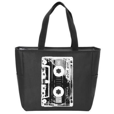 Vintage Cassette Tape Hip Hop Music 80s 90s Retro Distressed Zip Tote Bag