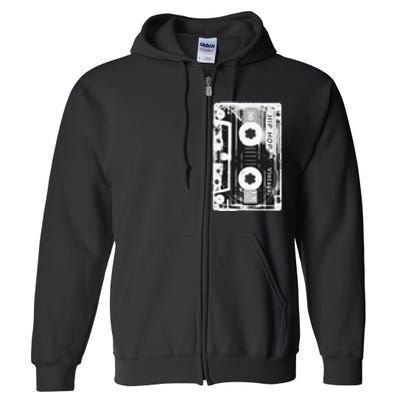 Vintage Cassette Tape Hip Hop Music 80s 90s Retro Distressed Full Zip Hoodie