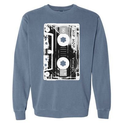 Vintage Cassette Tape Hip Hop Music 80s 90s Retro Distressed Garment-Dyed Sweatshirt