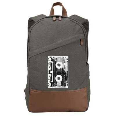 Vintage Cassette Tape Hip Hop Music 80s 90s Retro Distressed Cotton Canvas Backpack