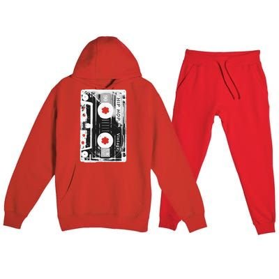 Vintage Cassette Tape Hip Hop Music 80s 90s Retro Distressed Premium Hooded Sweatsuit Set