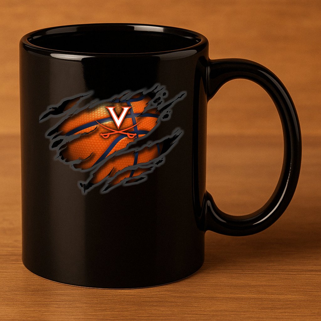 Virginia Cavaliers Tearing Basketball - Apparel 11oz C Handle Ceramic Mug