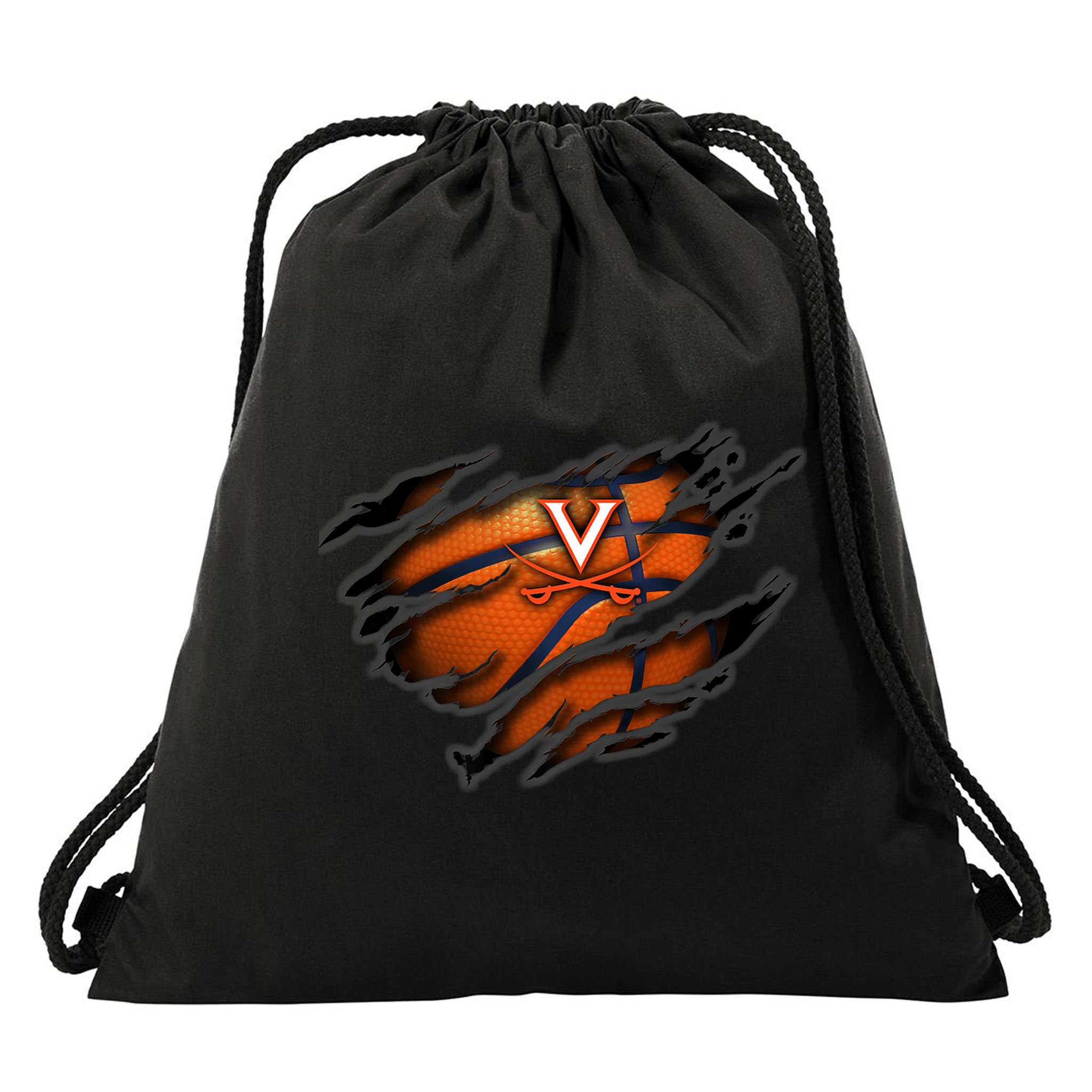 Virginia Cavaliers Tearing Basketball - Apparel Drawstring Bag