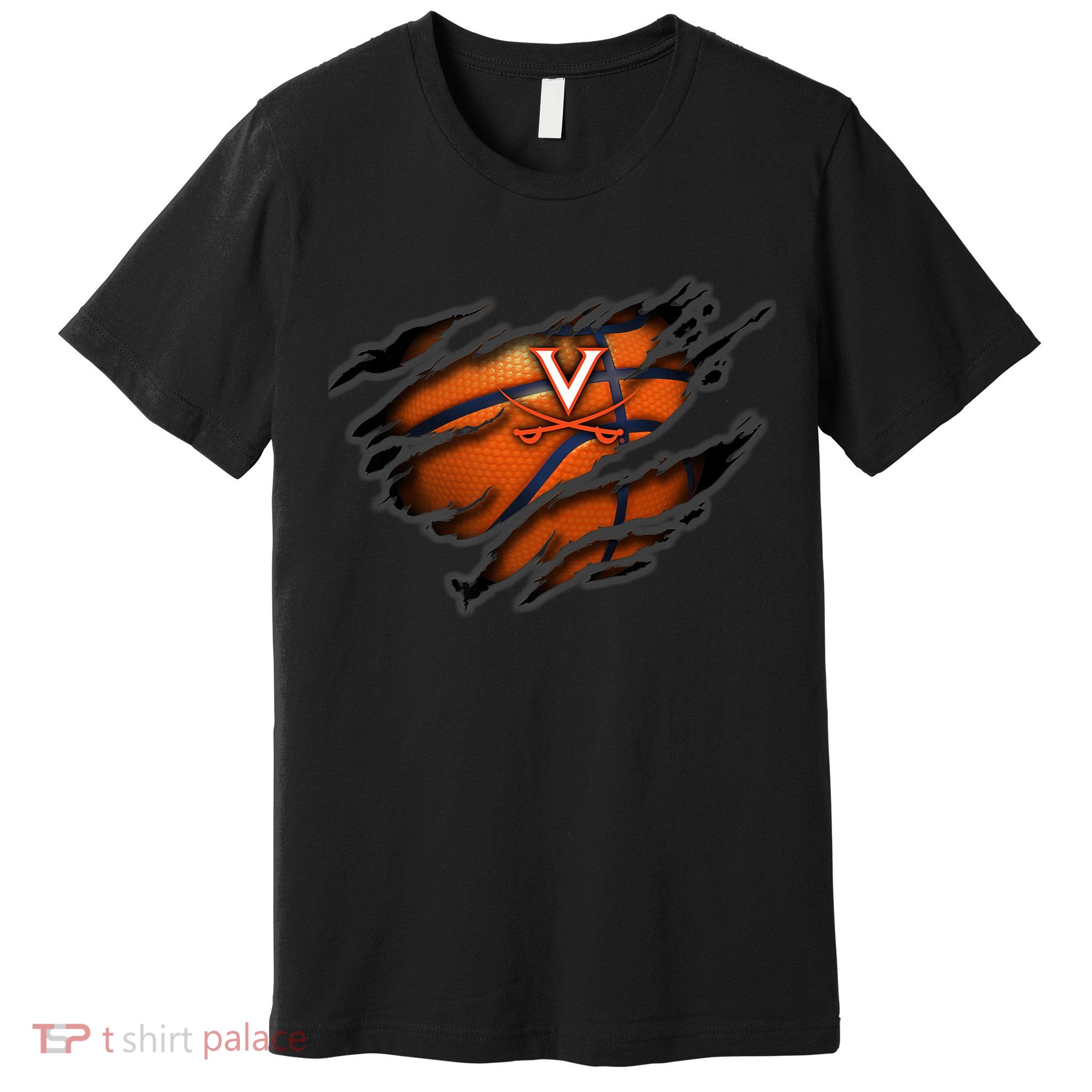 Virginia Cavaliers Tearing Basketball - Apparel Premium T-Shirt