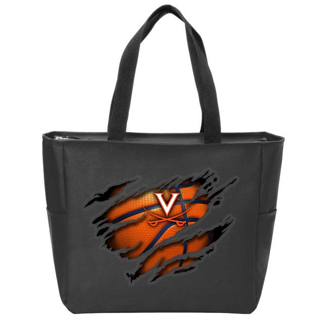 Virginia Cavaliers Tearing Basketball - Apparel Zip Tote Bag