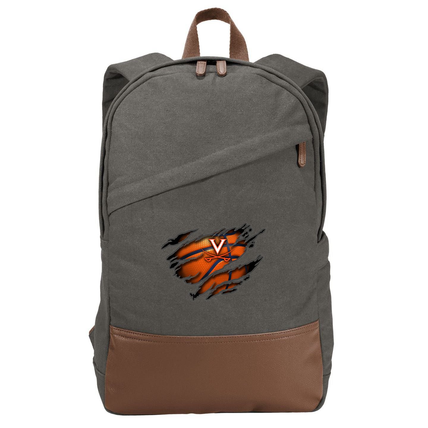 Virginia Cavaliers Tearing Basketball - Apparel Cotton Canvas Backpack