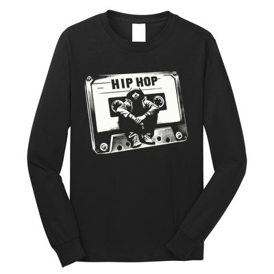 Vintage Cassette Tape Hip Hop Music 80s 90s Retro Graphic Long Sleeve Shirt