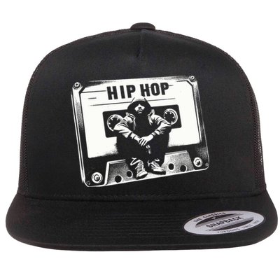 Vintage Cassette Tape Hip Hop Music 80s 90s Retro Graphic Flat Bill Trucker Hat