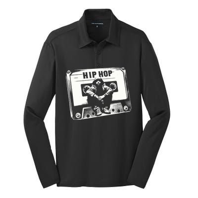 Vintage Cassette Tape Hip Hop Music 80s 90s Retro Graphic Silk Touch Performance Long Sleeve Polo