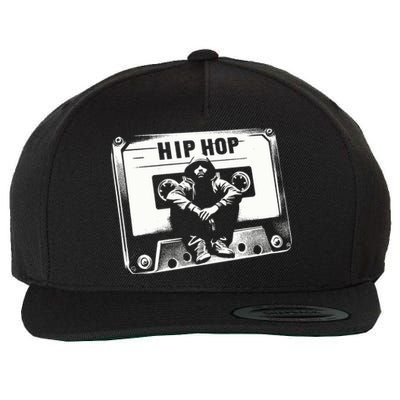 Vintage Cassette Tape Hip Hop Music 80s 90s Retro Graphic Wool Snapback Cap