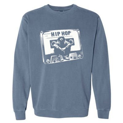 Vintage Cassette Tape Hip Hop Music 80s 90s Retro Graphic Garment-Dyed Sweatshirt