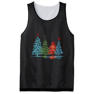 Vintage Christmas Trees Hand Drawing Christmas Trees Mesh Reversible Basketball Jersey Tank