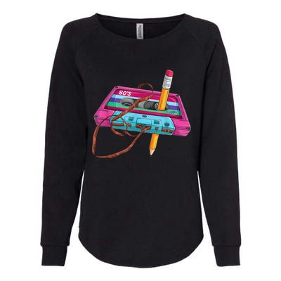 Vintage Cassette Tape Pencil 70's 80's 90's Music Mixtape Womens California Wash Sweatshirt