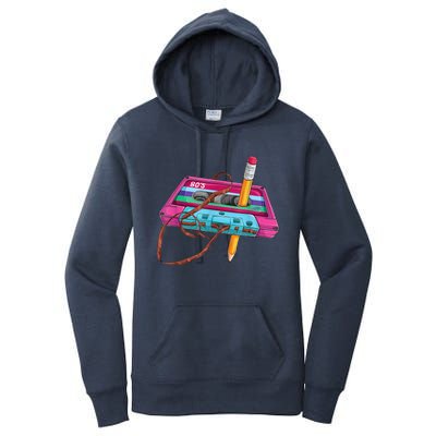 Vintage Cassette Tape Pencil 70's 80's 90's Music Mixtape Women's Pullover Hoodie