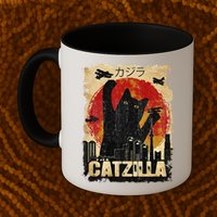 Vintage Catzilla Tee Funny Kitten And Cat Mug