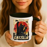 Vintage Catzilla Tee Funny Kitten And Cat Mug