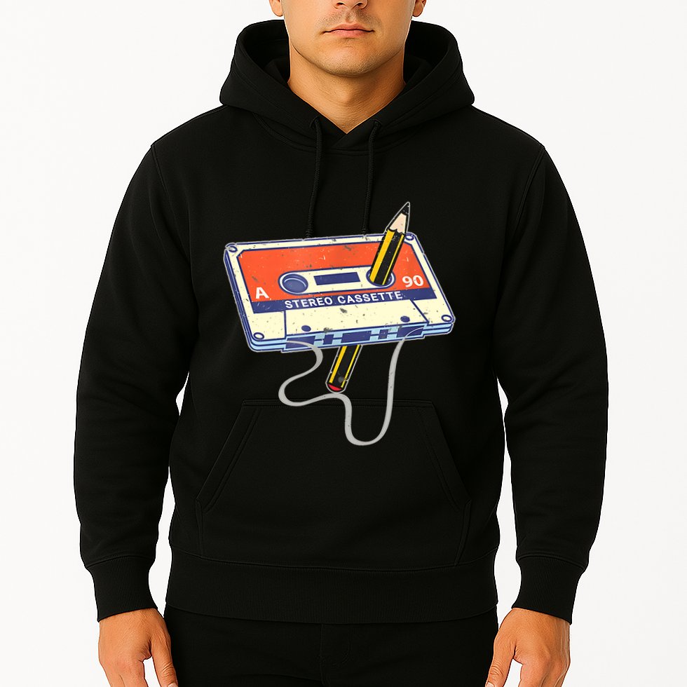 Vintage Cassette Tape Pencil 70S 80S 90S Music Mixtape Hoodie