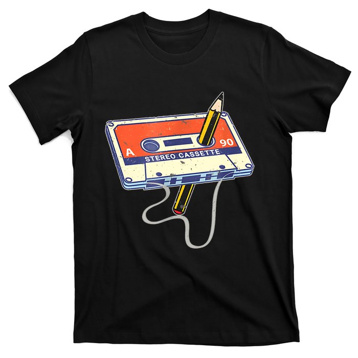 Vintage Cassette Tape Pencil 70S 80S 90S Music Mixtape T-Shirt