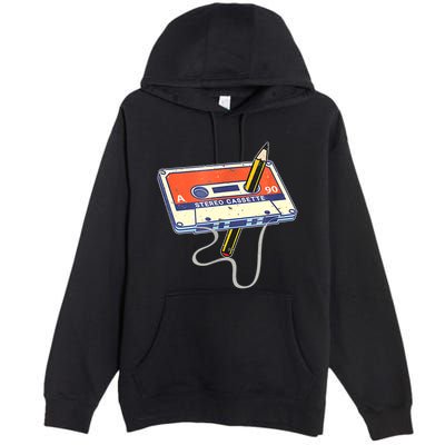 Vintage Cassette Tape Pencil 70S 80S 90S Music Mixtape Premium Pullover Hoodie