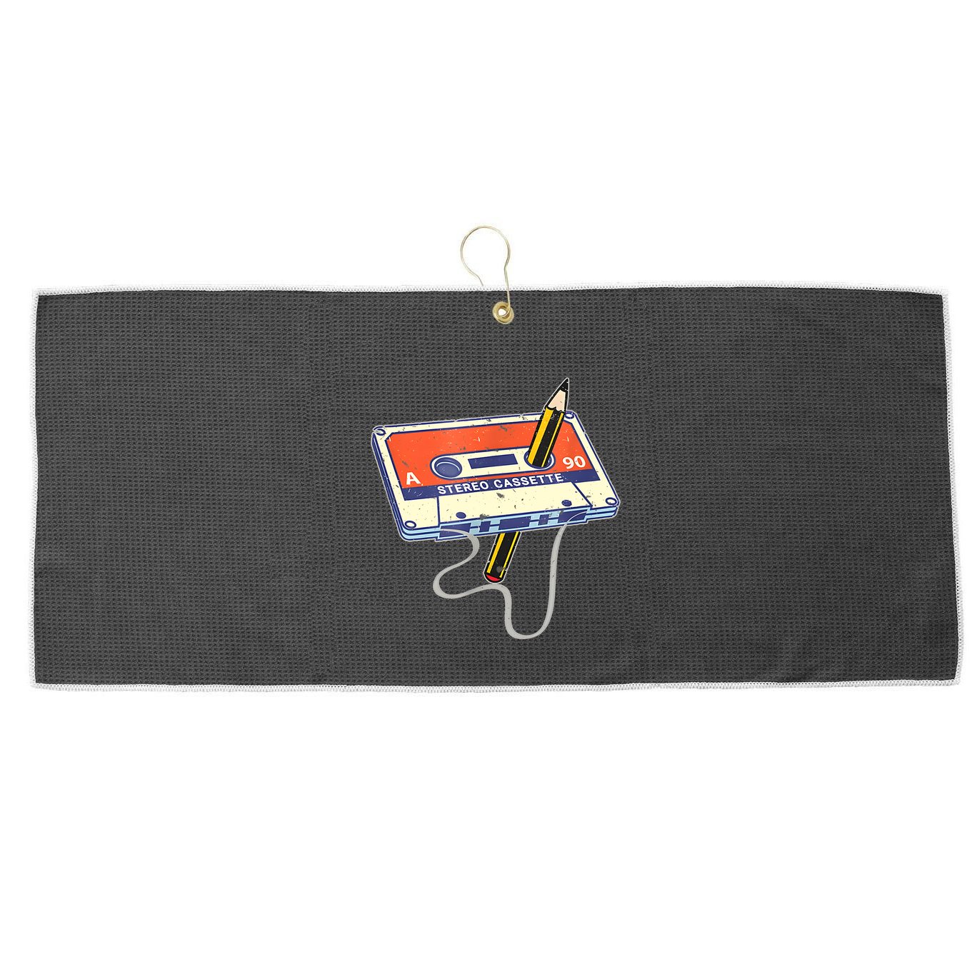 Vintage Cassette Tape Pencil 70S 80S 90S Music Mixtape Large Microfiber Waffle Golf Towel