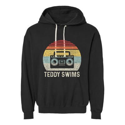 Vintage Cassette Tape T.E.D.D.Y Swims 90s Music Retro Sunset Garment-Dyed Fleece Hoodie