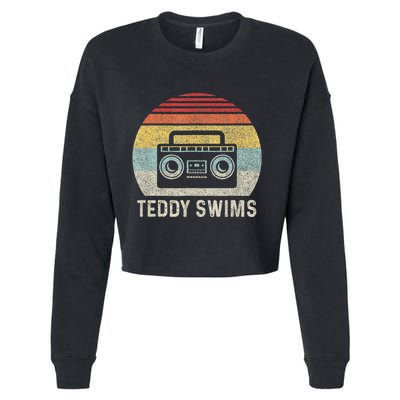 Vintage Cassette Tape T.E.D.D.Y Swims 90s Music Retro Sunset Cropped Pullover Crew