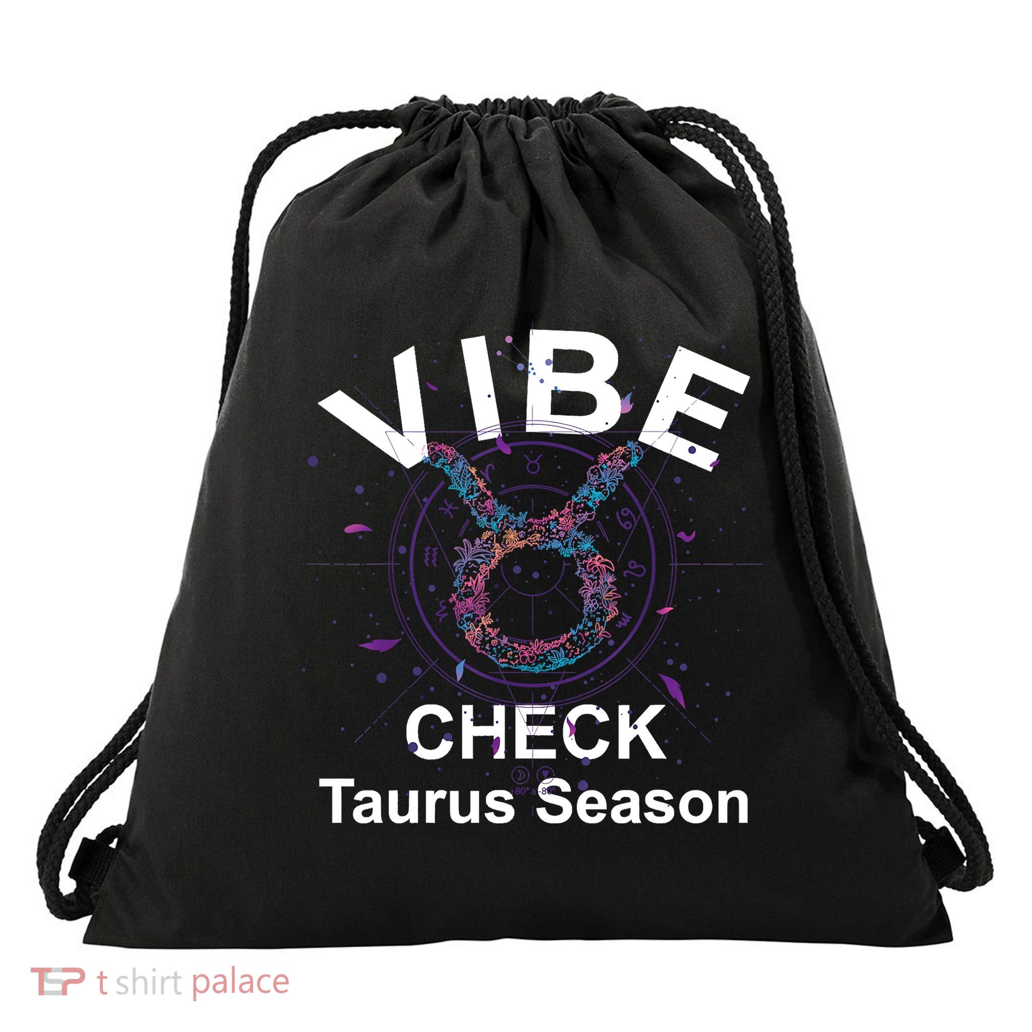 Vibe Check Taurus Zodiac Sign Reliable Loyal And Sensual Drawstring Bag