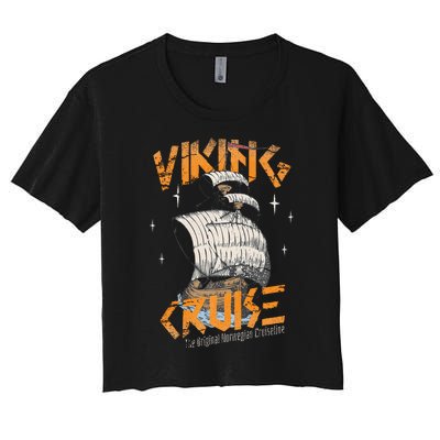 Viking Cruise Viking Ship Cruise Norwegian Line Women's Crop Top Tee