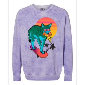 Vaporwave Coyote Colorblast Crewneck Sweatshirt