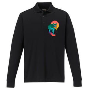 Vaporwave Coyote Performance Long Sleeve Polo