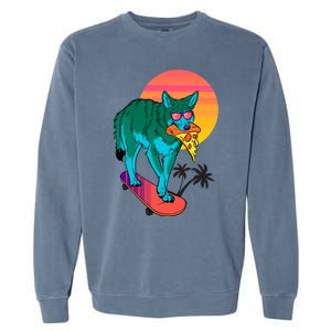 Vaporwave Coyote Garment-Dyed Sweatshirt