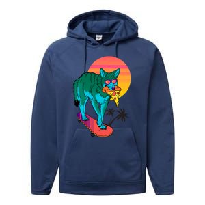 Vaporwave Coyote Performance Fleece Hoodie