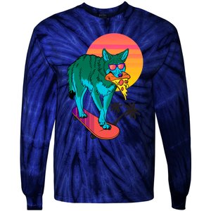 Vaporwave Coyote Tie-Dye Long Sleeve Shirt