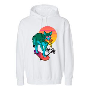 Vaporwave Coyote Garment-Dyed Fleece Hoodie