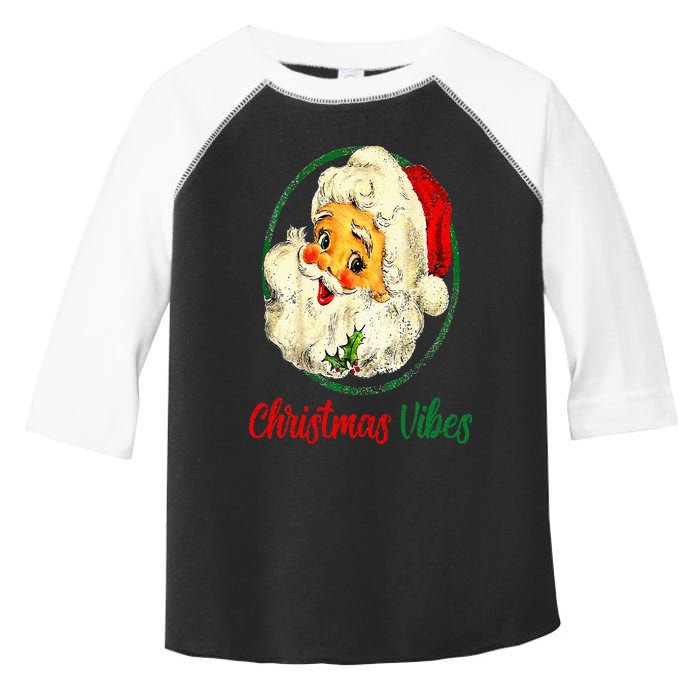 Vintage Christmas Vibes Santa Claus Face Old Fashioned Toddler Fine Jersey T-Shirt