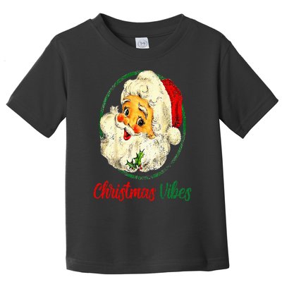 Vintage Christmas Vibes Santa Claus Face Old Fashioned Toddler T-Shirt