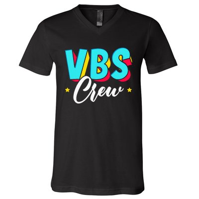 Vbs Crew Vacation Bible School Paint Splatter Christian V-Neck T-Shirt