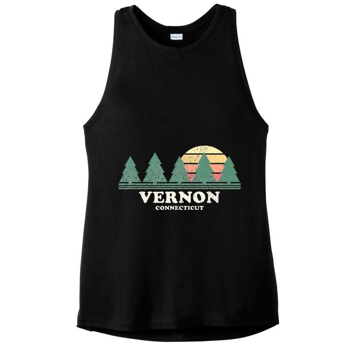 Vernon Ct Vintage Throwback Retro 70s Ladies PosiCharge Tri-Blend Wicking Tank