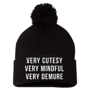 Very Cutesy Very Mindful Very Demure Viral Trend Meme Pom Pom 12in Knit Beanie