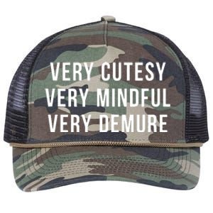 Very Cutesy Very Mindful Very Demure Viral Trend Meme Retro Rope Trucker Hat Cap