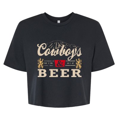 Vintage Cow Western And Beer Cow Lovers Bella+Canvas Jersey Crop Tee