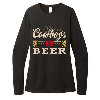 Vintage Cow Western And Beer Cow Lovers Womens CVC Long Sleeve Shirt