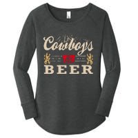 Vintage Cow Western And Beer Cow Lovers Women's Perfect Tri Tunic Long Sleeve Shirt