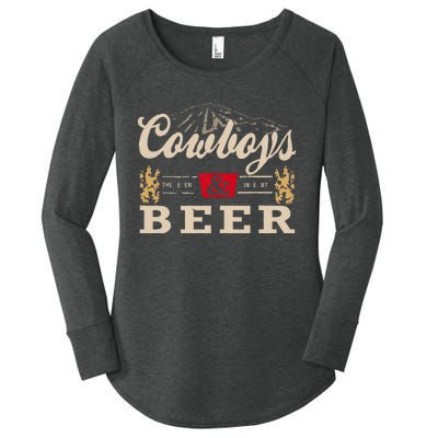 Vintage Cow Western And Beer Cow Lovers Women's Perfect Tri Tunic Long Sleeve Shirt