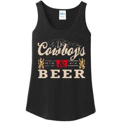 Vintage Cow Western And Beer Cow Lovers Ladies Essential Tank