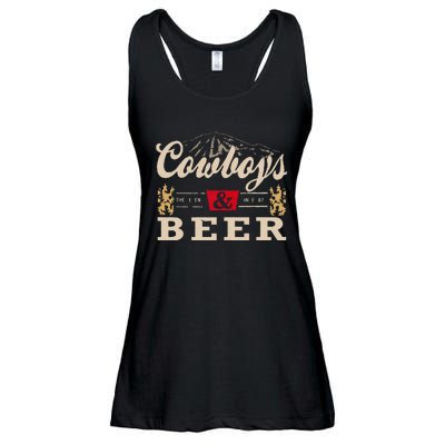 Vintage Cow Western And Beer Cow Lovers Ladies Essential Flowy Tank