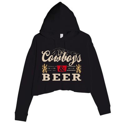 Vintage Cow Western And Beer Cow Lovers Crop Fleece Hoodie